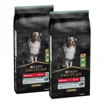 Oferta 2 saci x 14 kg Hrana uscata pentru caini Pro Plan Medium Adult Sensitive Digestion cu miel