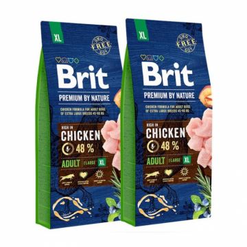 Oferta 2 saci x 15 kg Hrana uscata pentru caini Brit Premium Adult XL