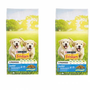 Oferta 2 saci x 15 kg Hrana uscata pentru caini Friskies Junior cu pui