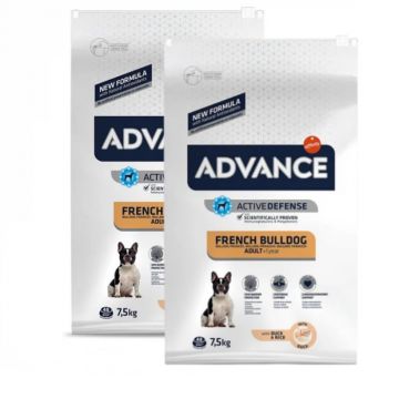 Oferta 2 saci x 7,5 kg Hrana uscata pentru caini Advance French Bulldog cu rata  orez