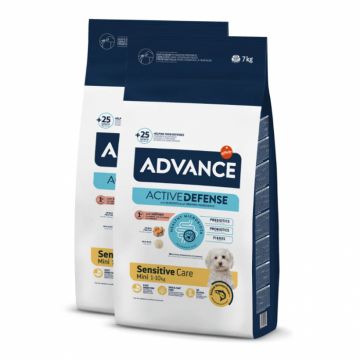 Oferta 2 saci x 7 kg Hrana uscata pentru caini Advance Sensitive Mini Adult cu somon