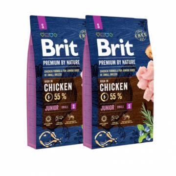 Oferta 2 saci x 8 kg Hrana uscata pentru caini Brit Junior S