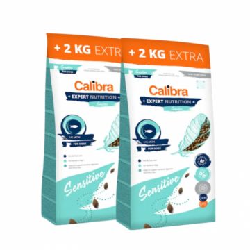Oferta 2 saci x Hrana uscata pentru caini Calibra Expert Nutrition Sensitive cu somon 12 + 2 kg