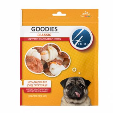 Recompense pentru caini Goodies Classic Knotted Bone with Chicken 120 gr