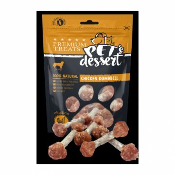 Recompense pentru caini Pet s Desert Chicken Dummbell 80 gr