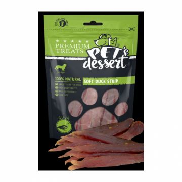 Recompense pentru caini Pet s Desert Soft Duck Strip 80 gr