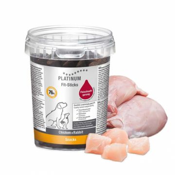 Recompense pentru caini Platinum Fit-Sticks cu pui  iepure 300 gr