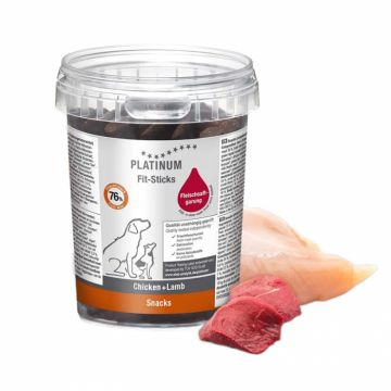 Recompense pentru caini Platinum Fit-Sticks cu pui  miel 300 gr