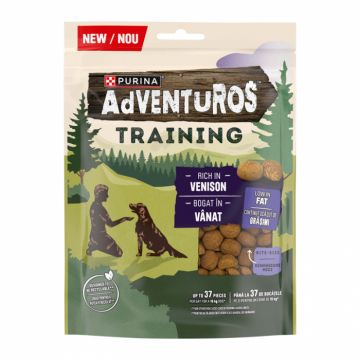 Recompense pentru caini Purina Adventuros Training cu vanat 115 gr