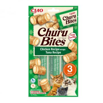 Recompense pentru pisici Churu Bites cu pui  ton 3 buc x 10 gr