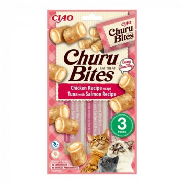 Recompense pentru pisici Churu Bites cu pui  ton  somon 3 buc x 10 gr