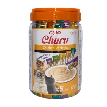 Recompense pentru pisici Churu Cat Varieties cu pui 50 bucati