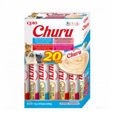 Recompense pentru pisici Churu cu ton  fructe de mare 20 tubes