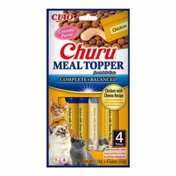 Recompense pentru pisici Churu Meal Topper cu pui  branza 4 buc x 14 gr