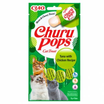 Recompense pentru pisici Churu Pops cu pui  ton 4 buc x 15 gr