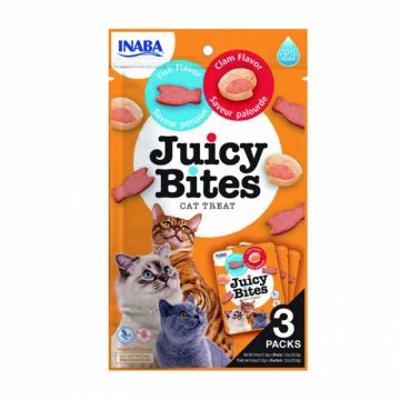 Recompense pentru pisici Juicy Bites cu peste  scoici  3 buc x 11,3 gr