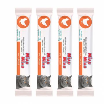 Recompense pentru pisici Miau Miau Creamy Snacks cu pui 4 buc x 15 gr