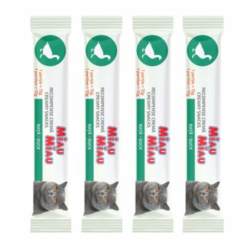 Recompense pentru pisici Miau Miau Creamy Snacks cu rata 4 buc x 15 gr