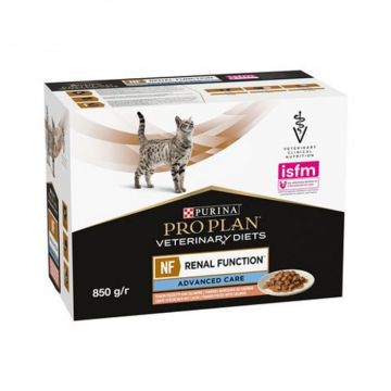 Set 10 buc x 85 gr Hrana dietetica pentru pisici Purina NF Advanced Care cu somon
