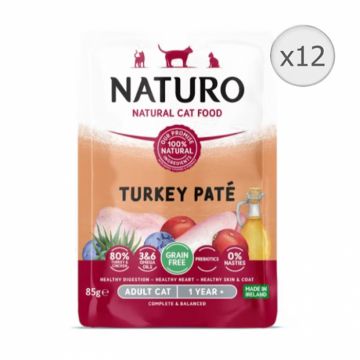 Set 12 buc x 85 gr Hrana umeda pentru pisici Naturo Mousse cu curcan