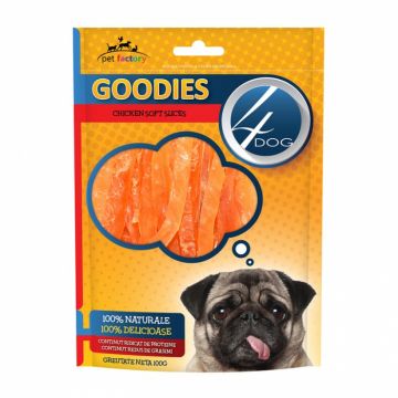 Set 12 buc x Recompense pentru caini 4Dog Goodies Soft Chicken Slices 100 gr