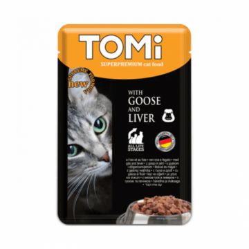Set 20 buc x 100 gr Hrana umeda pentru pisici Tomi cu gasca  ficat