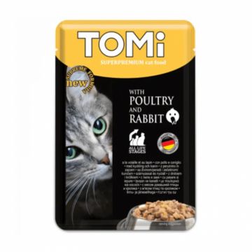Set 20 buc x 100 gr Hrana umeda pentru pisici Tomi cu pui  iepure