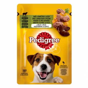 Set 24 buc x 100 gr Hrana umeda pentru caini Pedigree Adult cu miel  ficat