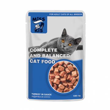 Set 24 buc x 100 gr Hrana umeda pentru pisici Miss Kis cu curcan