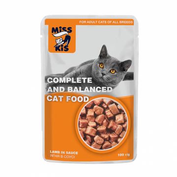 Set 24 buc x 100 gr Hrana umeda pentru pisici Miss Kis cu miel