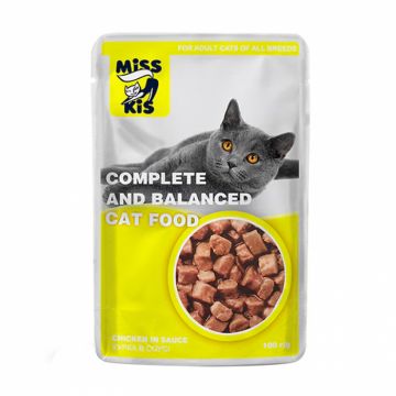 Set 24 buc x 100 gr Hrana umeda pentru pisici Miss Kis cu pui