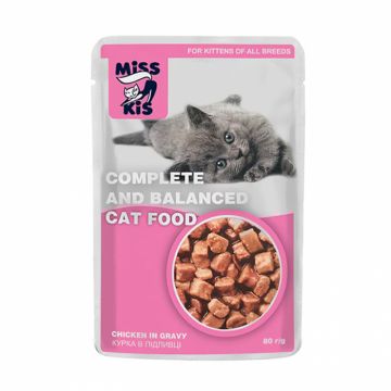 Set 24 buc x 80 gr Hrana umeda pentru pisici Miss Kis Kitten cu pui