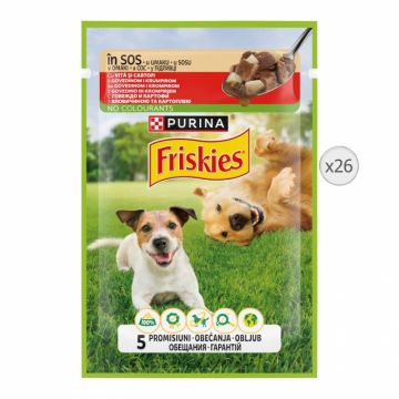 Set 26 buc x 85 gr Hrana umeda pentru caini Friskies Adult cu vita  cartofi