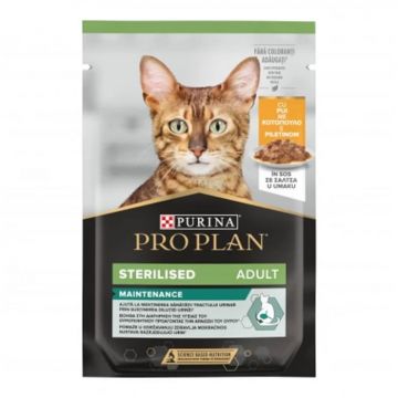 Set 26 buc x 85 gr Hrana umeda pentru pisici Pro Plan Sterilised Nutrisavour cu pui in sos