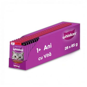 Set 28 buc x 85 gr Hrana umeda pentru pisici Whiskas cu vita in sos