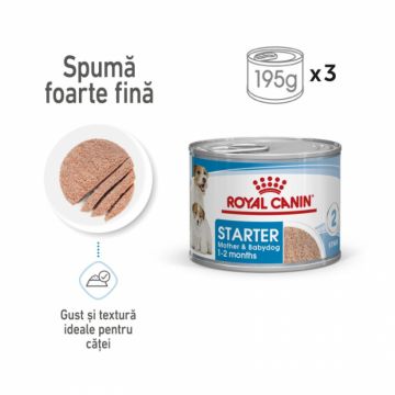 Set 3 buc x 195 g Hrana umeda pentru caini Royal Canin Starter Mousse