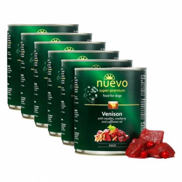 Set 6 buc x 800 gr Conserve pentru caini Nuevo cu caprioara