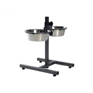 Stativ reglabil cu 2 castroane din inox 2 x 1,8 L 20 cm