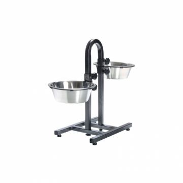 Stativ reglabil cu 2 castroane din inox 2 x 2,8 L 24 cm