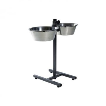 Stativ reglabil cu 2 castroane din inox 2 x 4,5 L 28 cm
