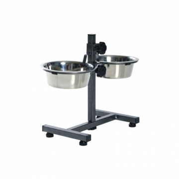Stativ reglabil cu 2 castroane din nox 2 x 0,75 L 15 cm