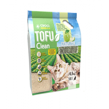 Asternut igienic pentru pisici Croci Tofu Clean, Vegetal, Mar verde, 4.5kg, 10L