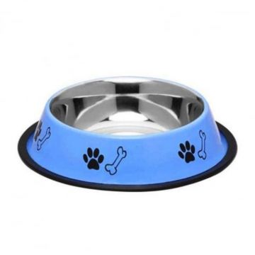 Castron din inox antiderapant pentru caini 4Dog Albastru