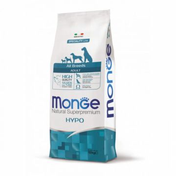 Hrana dietetica pentru caini Monge Natural Superpremium Hypoallergenic Adult cu somon  ton 12 kg