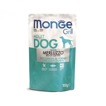 Hrana umeda pentru caini Monge Grill Chunkies Adult cu cod 100 gr