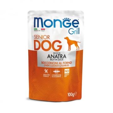 Hrana umeda pentru caini Monge Grill Chunkies Senior cu rata 100 gr
