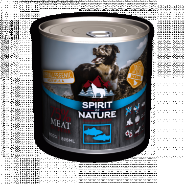 Hrana umeda pentru caini Spirit of Nature, Somon si ton, Hipoalergenic, 800g