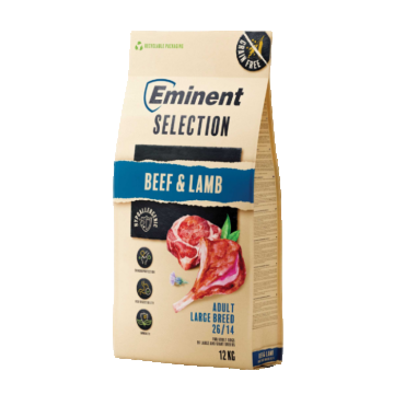 Hrana uscata pentru caini Eminent Selection Adult Large, Vita si miel, Grain free, 26 14, 12kg