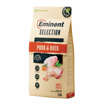 Hrana uscata pentru caini Eminent Selection Adult, Porc si rata, Gluten free, 28 15, 12kg