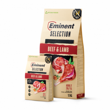 Hrana uscata pentru caini Eminent Selection Adult, Vita si miel, Gluten free, 28 15, 12kg